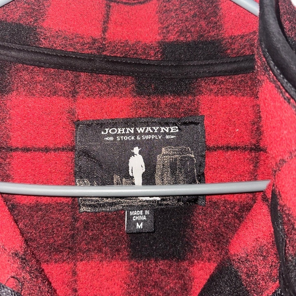 Men's Red and Black Plaid Half-Zip Jacket - Picture 5 of 6